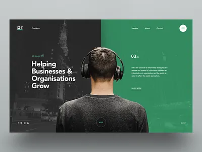 PR Company hero homepage landing marketing pr slider ui uidesign ux website