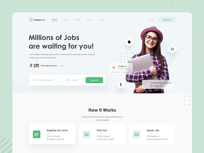 Happy Hire Landing Page branding graphic design hiring job landing page job marketplace job site landing landing page site web web design webpage website design