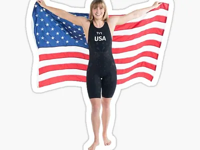 Katie Ledecky Stickers Sticker design graphic design logo m4 m4hv mask motion graphics mug redbubble stickers t shirt