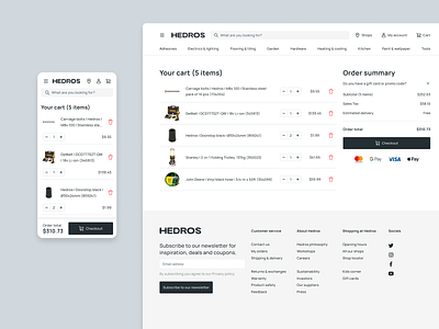 Hedros | Checkout adaptive desktop ecommerce hedros mobile responsive ui userexperience userinterface ux webshop website