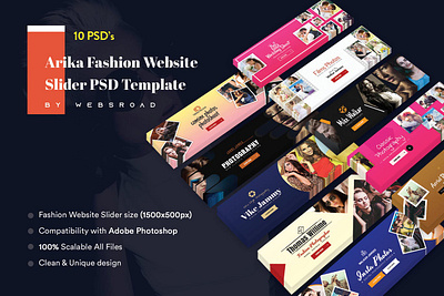 Arika Fashion Website Slider PSD Template By Websroad ads adwords banners branding company corporate creative discount fashion marketing multipurpose promotional promotions sale slider