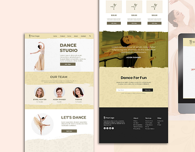 Dance Studio Website Design and Web Development - Free PSD branding design illustration outsource2bd ui web design web development webdesign