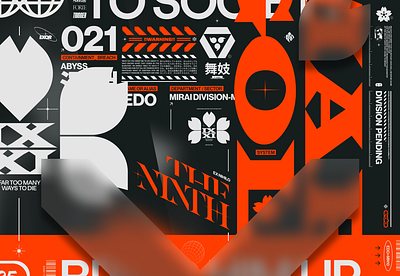 The Ninth badge branding crazy cyber fonts logo madness marks maximal orange poster type typography