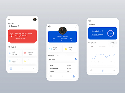 Health Tracker UI Design app design design designer healthmonitoringapp healthtrackerapp healthtrackerui ui uibeginner uidesign uidesigner