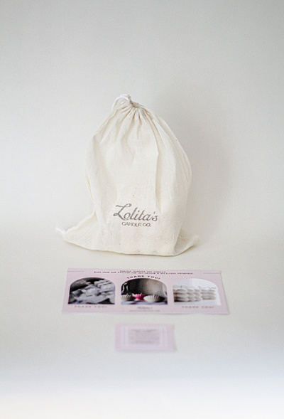 Lolita's Candle Co. Pouch and Thank You Card brand branding canada design handmade icon logo soy wax candle typography vancouver visual identity