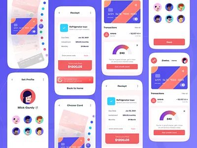 Zeebo. Banking App atm atm card banking card ui color corner radius credit card design elements finance app muted color nft nftart ui wallet app