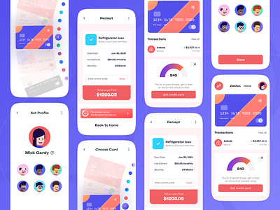 Zeebo. Banking App atm atm card banking card ui color corner radius credit card design elements finance app muted color nft nftart ui wallet app