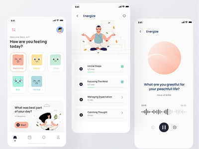 Mental Health App Design app design illustration interface mental health mobile app trending ui ux