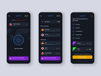 VPN App Design app app design design home homepage mobile mobile app mobile app design mobile ui premium premium screen ui vpn vpn app