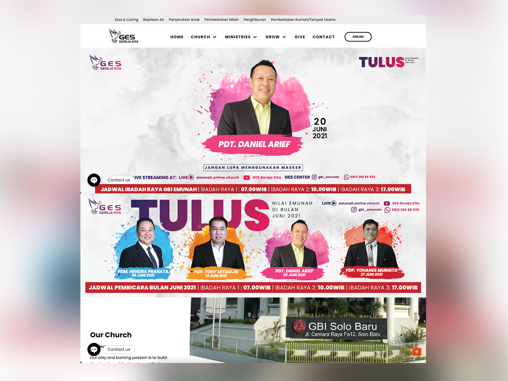 Example of GBI Emunah Solo Baru / Website Design