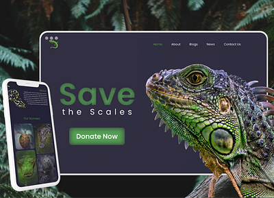 Daily UI :: 003 Landing Page for an NGO animal dark desktop landing landing page mobile reptile