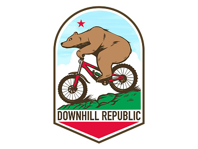 Downhill Republic bear bicycle bike biking downhill bike downhill mtb grizzly mountain bicycle mountain bike mtb t shirt design vector art