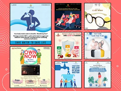 Facebook Instagram Post Designs ad design branding coverphoto design facebook feed design flat graphic design illustration illustrator instagram logo photoshop pinterest post design social media ui vector youtube