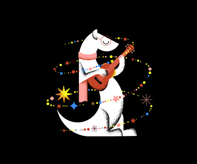 Ferret playing ukulele illustration vaivajalo vector