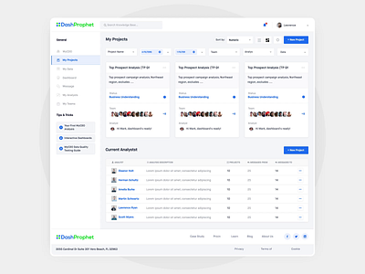 DashProphet - Data-Management Platform Design animation blue clean dashboard layout ui ux