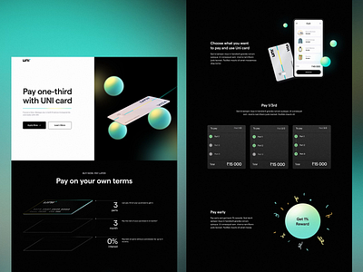Uni Landing Page 3d animation credit card design design studio finance fintech graphic design interaction interface landing page motion design motion graphics ui user experience ux web web design web marketing web page
