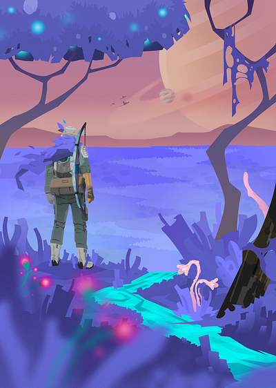 Alien Explorer alien alien world character concept art cosmos environment gaming graphic design illustration outerworld planet space stars vector