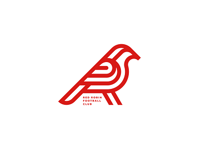 Red Robin FC. animal apparel badge bird brand clothing design football geometric identity illustration lineart logo logos monoline product red robin south africa template vector