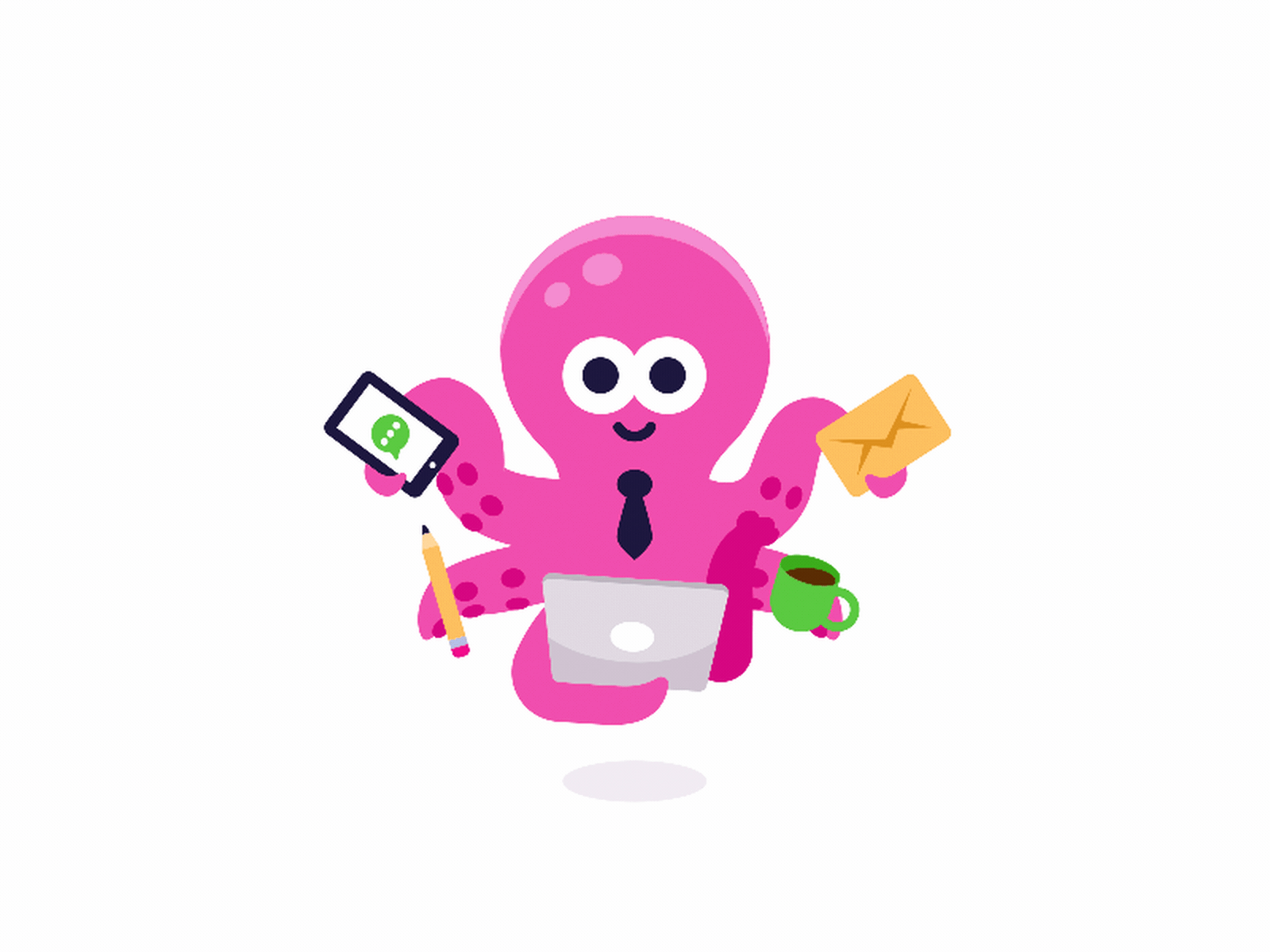 Multitasking Octopus 2d 2danimation after effects animation character characteranimation flat gif illu illustration motion