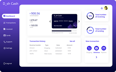 Transaction Dashboard app design icon illustration typography ui ux