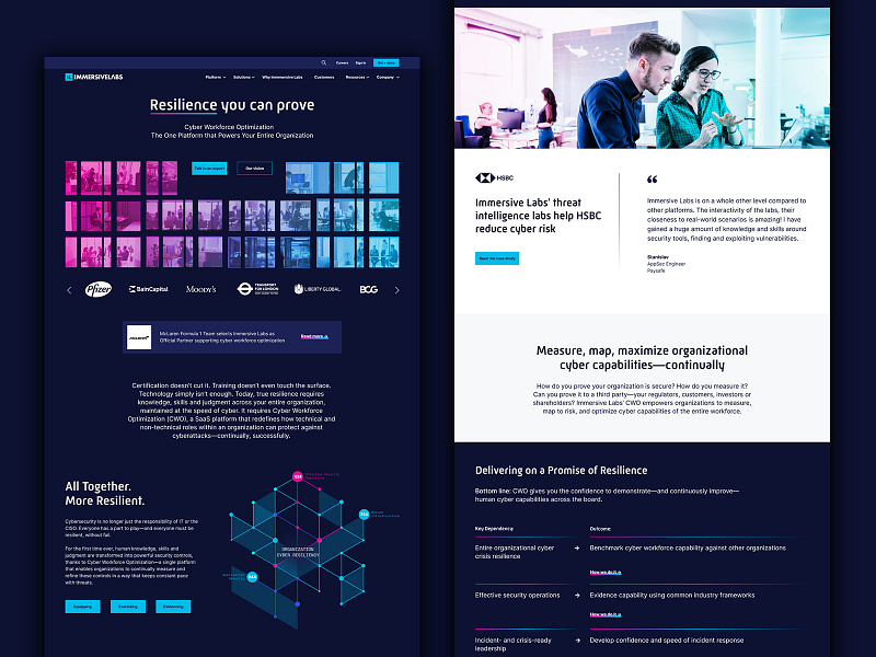 Immersive Labs Homepage branding cyber security dark mode education homepage saas website