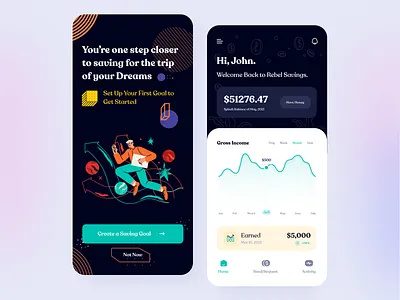 Mobile App UI | Banking banking banking app bankingapp clean design digital payments financial app flat illustration invest minimal mobile banking payment payment app payments saving goals ui ux wallet
