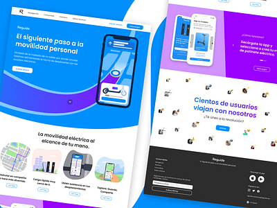 Landing page | Reguide app design drive electric scooter graphic design illustration logo maps mobile