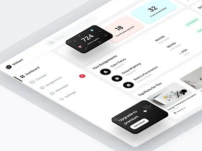 E-Learning Dashboard calendar class clean courses dashboard design e learning edu education education platform elearning learn minimal online learning platform student ui ux web