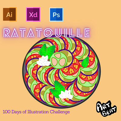 Day-9-Food Illustration-Ratatouille branding design flat graphic design illustration logo typography ui ux vector