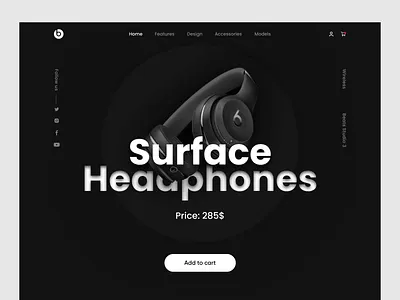 Beats Headphones Landing Page Design 3d design animation app branding dark ui design graphic design headphone minimal motion graphics product product landing page typography ui ux web website