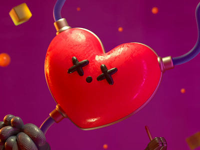 HEART REPAIR 3d animation c4d character dead design heart illustration motion graphics render repair welder