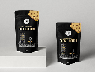 Dessert Dirt black cookie food graphic design illustration packaging packaging design pouch