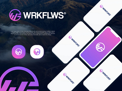 WF gradient logo logo design logodesign modern technology wf