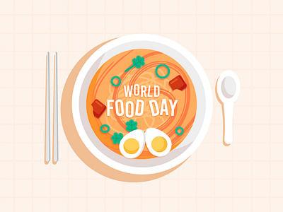 World Food Day bowl colorful food illustration vector