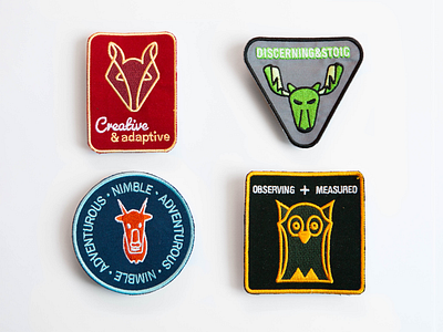 Spirit Animal Patches animals branding design fox goat graphic design illustration moose owl patch patches spirt