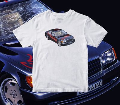 Benz Tee car car design car poster design flat graphic design icon illustration logo mercedes minimal photo manipulation streetwear vector