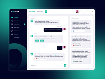 Botwise Dashboard chat chatbot dashboard design desktop green icons platform saas ui ux