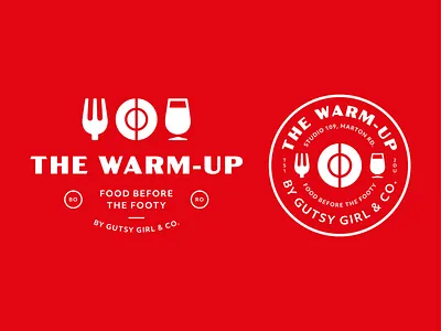 The Warm-Up Logo badge branding cafe catering craft beer drink food football icon illustration logo mark negative space restaurant shield soccer sticker type vector