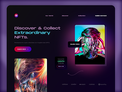 NFT Landing page Design 3d animation app design creative crypto crypto landing page design landing landing page landing page design minimal nft product design typography web web design website website design