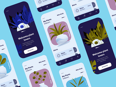 Plant Care App design greens illustration mobile screens onboarding plant plants ui ux watering web web design