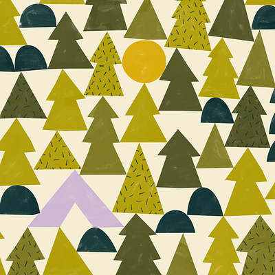 Camping pattern snip camp camping flat forest geometric illustration nature outdoor outdoors pattern shapes surface pattern tent texture trees vector