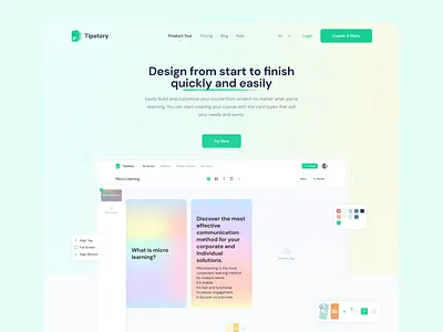 TipStory Product Tour course e learning education elearning landing landing page learn learning learning platform micro learning online learning product tour teaching webdesign website