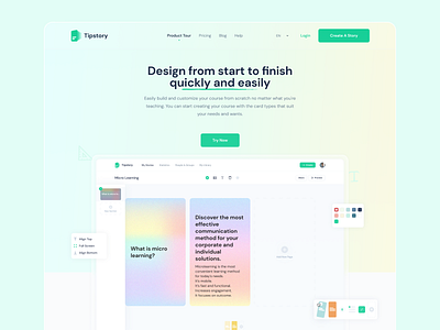 TipStory Product Tour course e learning education elearning landing landing page learn learning learning platform micro learning online learning product tour teaching webdesign website
