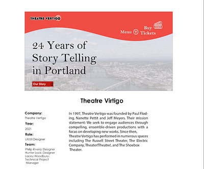 Theatre Vertigo Case Study adobe xd case study hover effects photoshop prototyping ux design web design