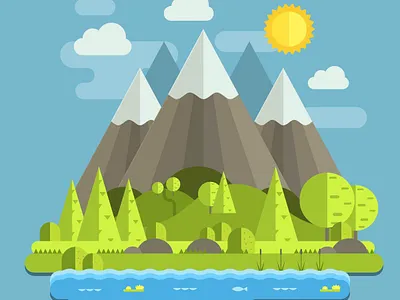 Mountain Landscape Flat Design design graphic design illustration ux vector