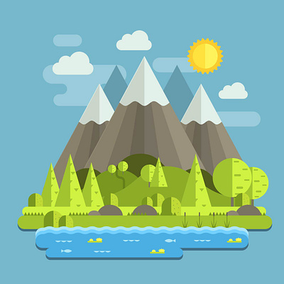 Mountain Landscape Flat Design design graphic design illustration ux vector