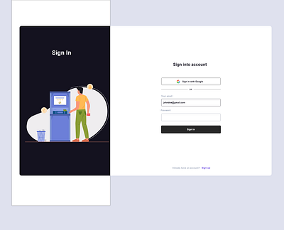 Sign in UI design adobe xd app design freelancer illustration product design sign in ui ux