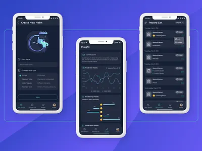 Track Habits App bright colors color pops design graphic design high contrast illustration ui design