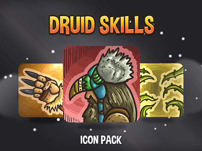 Druid Skill Icons 2d art asset assets fantasy game game assets gamedev icon icone icons indie indie game mmo rpg set sets skill skills vector