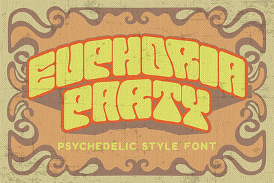 EUPHORIA PARTY - Psychedelic Style Font album bold classic cover decorative display font fun groovy headline hippy love music poster psych psychedelic retro sixties strong vintage